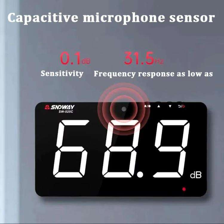 SNDWAY SW-525C 9.6 inch Wall Mounted Decibel Meter Large Screen Environmental Noise Monitor