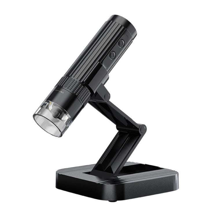 Portable 200W Pixel 1000X HD Wireless Digital Microscope(Black With Holder)
