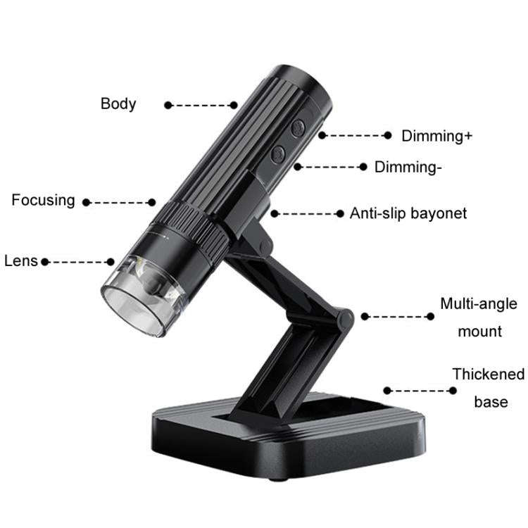 Portable 200W Pixel 1000X HD Wireless Digital Microscope(White With Holder)