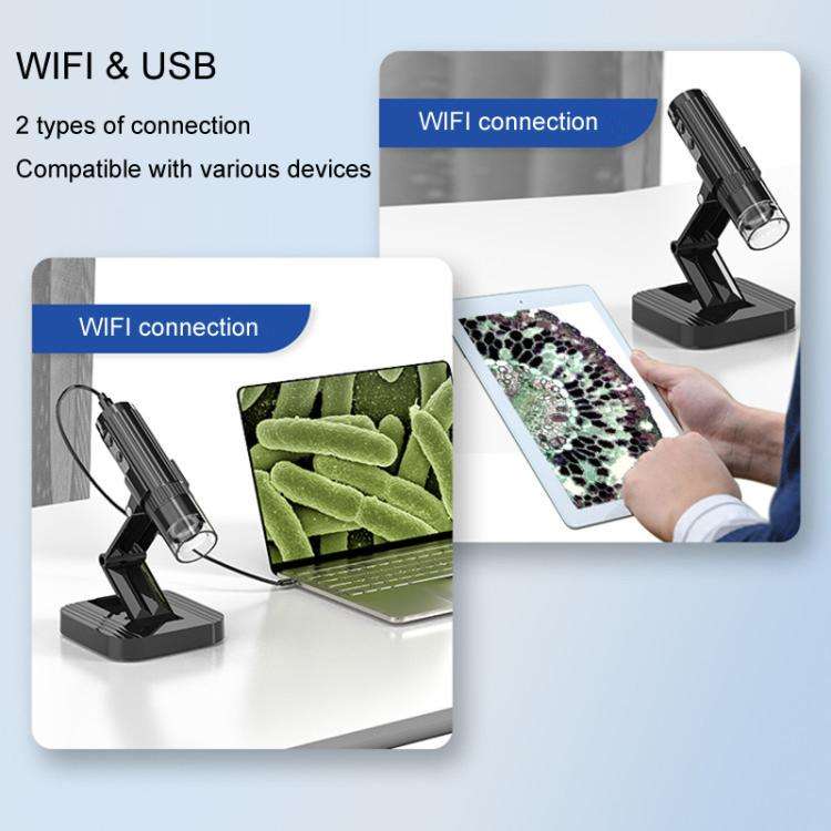 Portable 200W Pixel 1000X HD Wireless Digital Microscope(White With Holder)