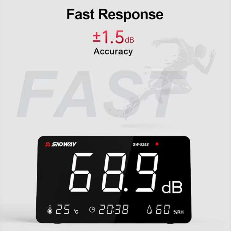SNDWAY SW-525S Desktop Noise Meter Temperature and Humidity Meter Decibel Meter Environmental Noi...