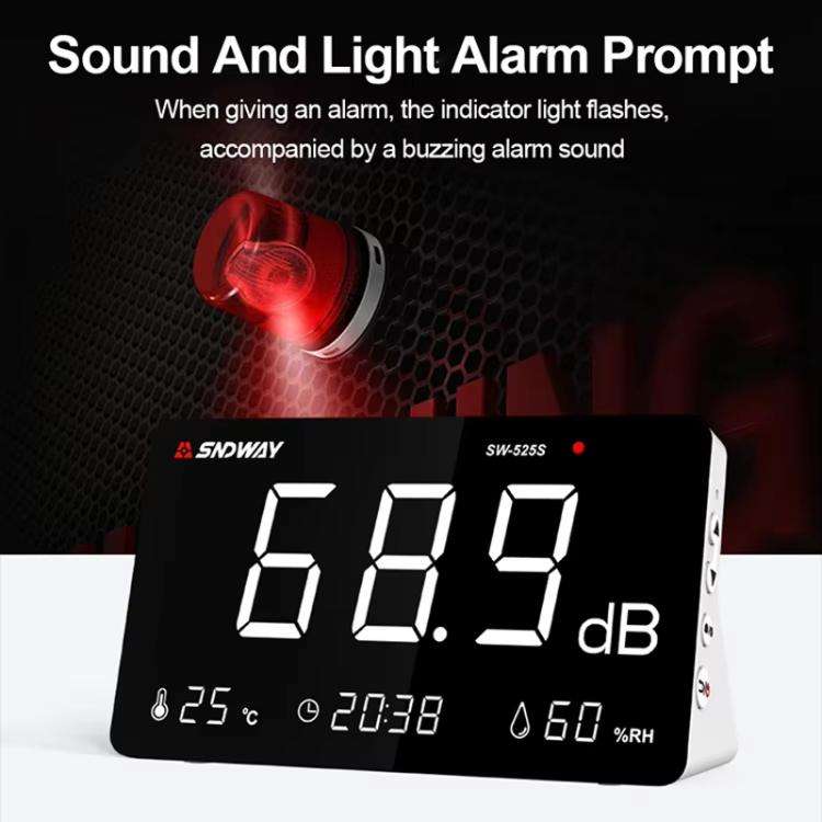 SNDWAY SW-525S Desktop Noise Meter Temperature and Humidity Meter Decibel Meter Environmental Noi...