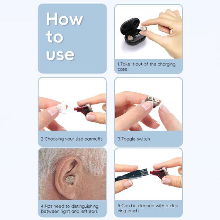 Elderly Hearing Aids Invisible Sound Amplifier Noise Reduction Collector With Digital Display Cha...