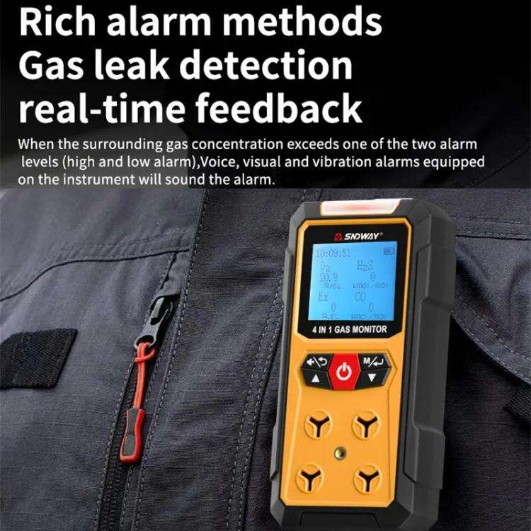 SNDWAY SW7500A 4 In 1 Gas Detector Combustible Gas Oxygen Hydrogen Sulfide Toxic and Harmful Dete...