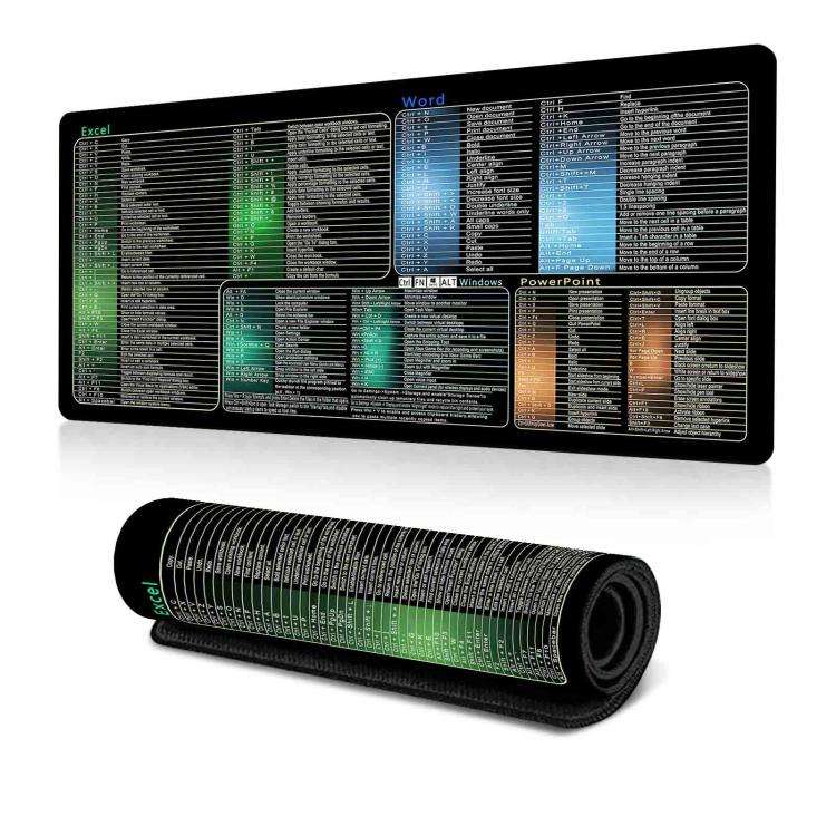 Keyboard Shortcut Desk Mat Mouse Pad Non-Slip Office Desk Pad With Computer Commands 300x700x2mm(...