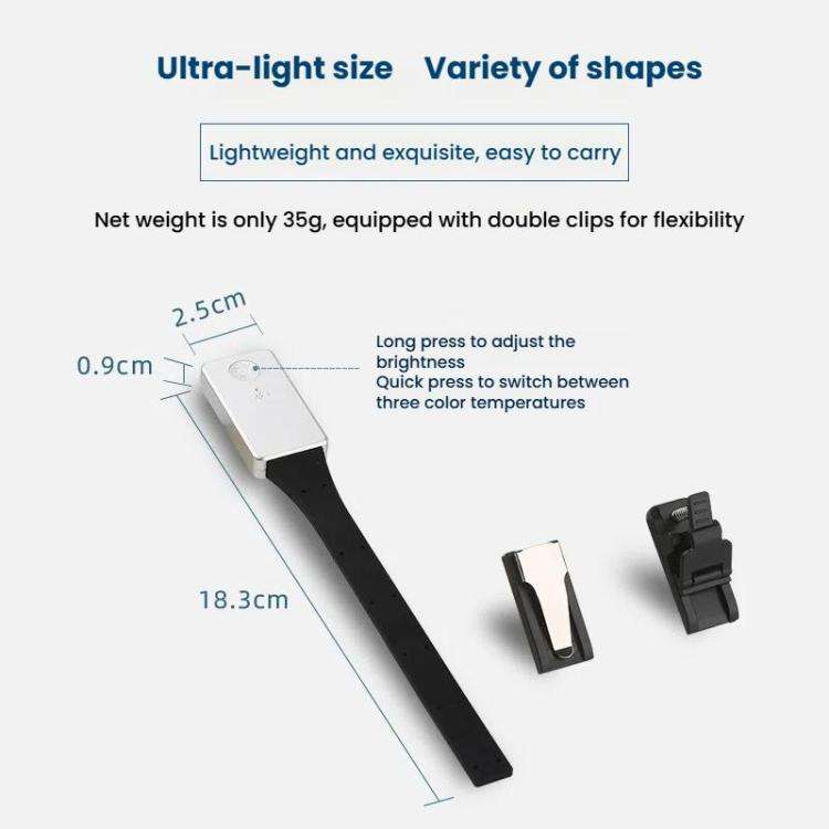 Portable Clip Book Lamp Mini Desk Lamp Learning Reading Rechargeable Clip Bookmark Light(Magnetic...