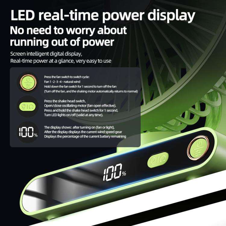 F6 LED Smart Digital Display 5-speed Wind Speed Desktop Night Light Fan, Color: Basic White