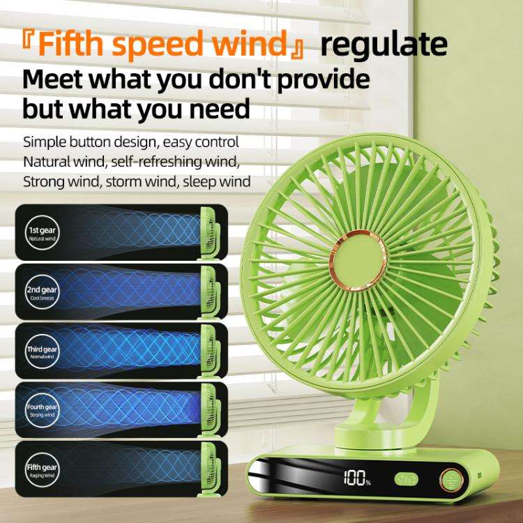F6 LED Smart Digital Display 5-speed Wind Speed Desktop Night Light Fan, Color: Basic White