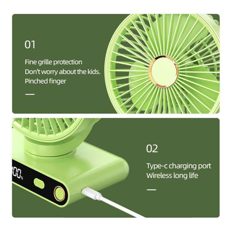 F6 LED Smart Digital Display 5-speed Wind Speed Desktop Night Light Fan, Color: Basic White