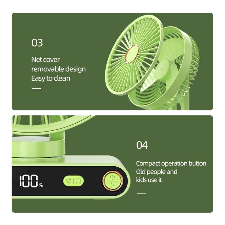 F6 LED Smart Digital Display 5-speed Wind Speed Desktop Night Light Fan, Color: Basic White