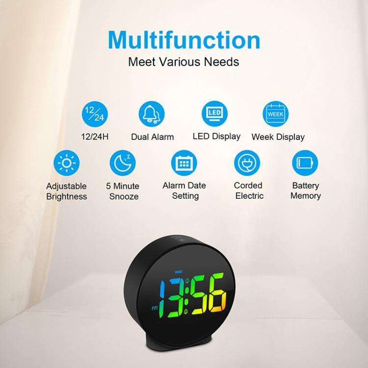 EDUP EH-8816 Simple Digital Electronic Clock Night Light Battery Plug-in Dual Power Mode Alarm Cl...