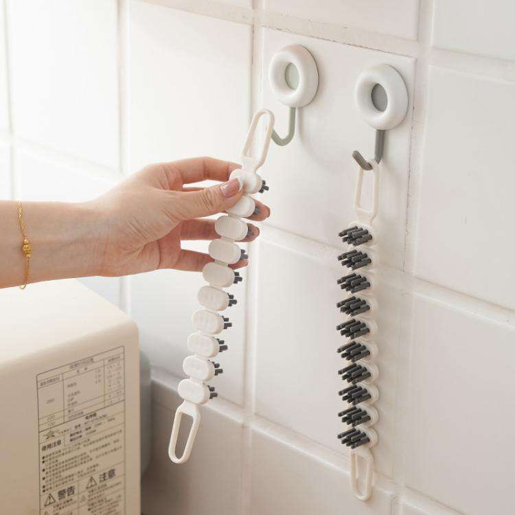 2pcs Bendable Multifunctional Crevice Brush Bathroom Faucet Brush Kitchen Cleaning Brush(White)