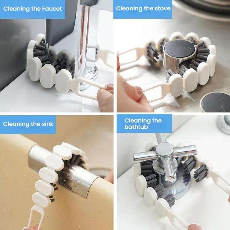2pcs Bendable Multifunctional Crevice Brush Bathroom Faucet Brush Kitchen Cleaning Brush(White)