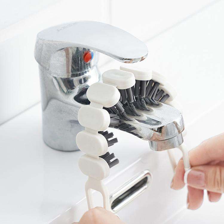 2pcs Bendable Multifunctional Crevice Brush Bathroom Faucet Brush Kitchen Cleaning Brush(White)