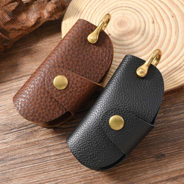 Vintage Pebbled Leather Key Holder - Genuine Leather Keychain Organizer with Belt Clip Car Key Ac...