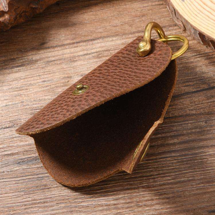 Vintage Pebbled Leather Key Holder - Genuine Leather Keychain Organizer with Belt Clip Car Key Ac...
