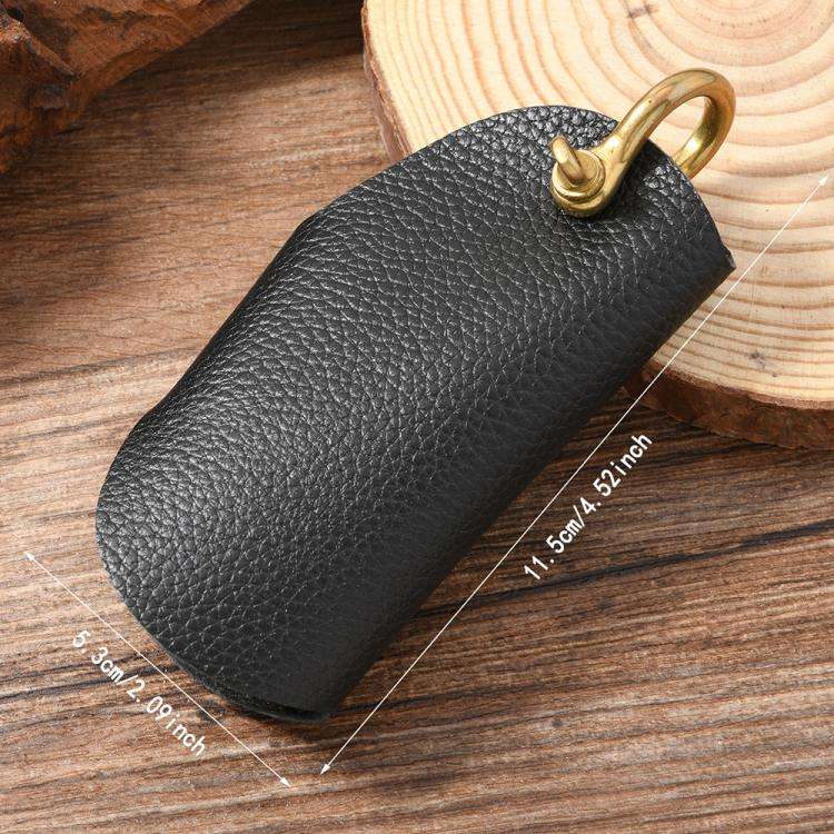 Vintage Pebbled Leather Key Holder - Genuine Leather Keychain Organizer with Belt Clip Car Key Ac...