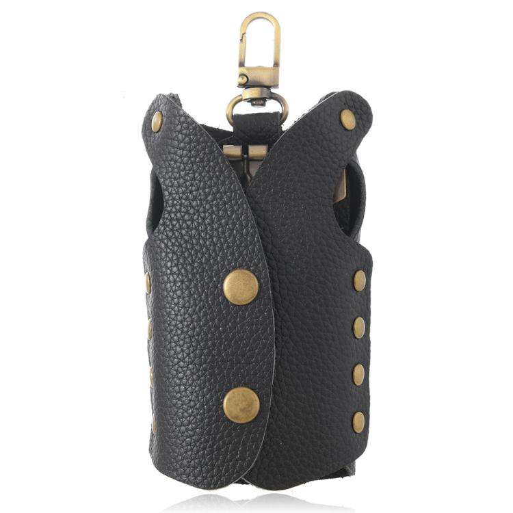 Clothing-Shaped Vintage Pebble Grain Leather Key Holder Keychain With Studded Design (Black)