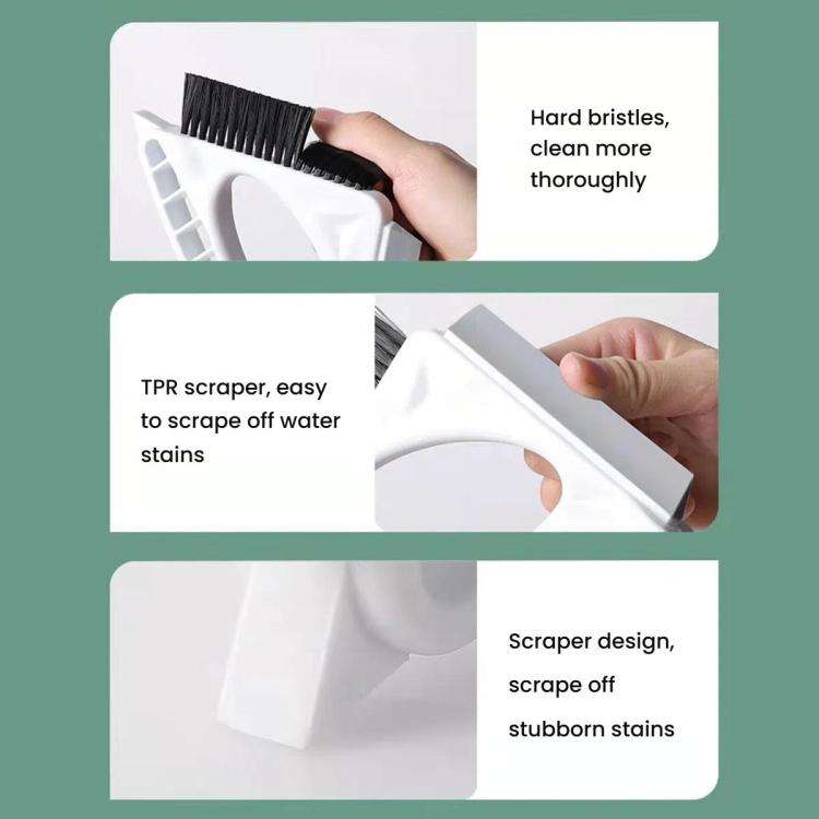3-in-1 Window Cleaning Tool Multifunctional Gap Brush Household Glass Wiper(White)