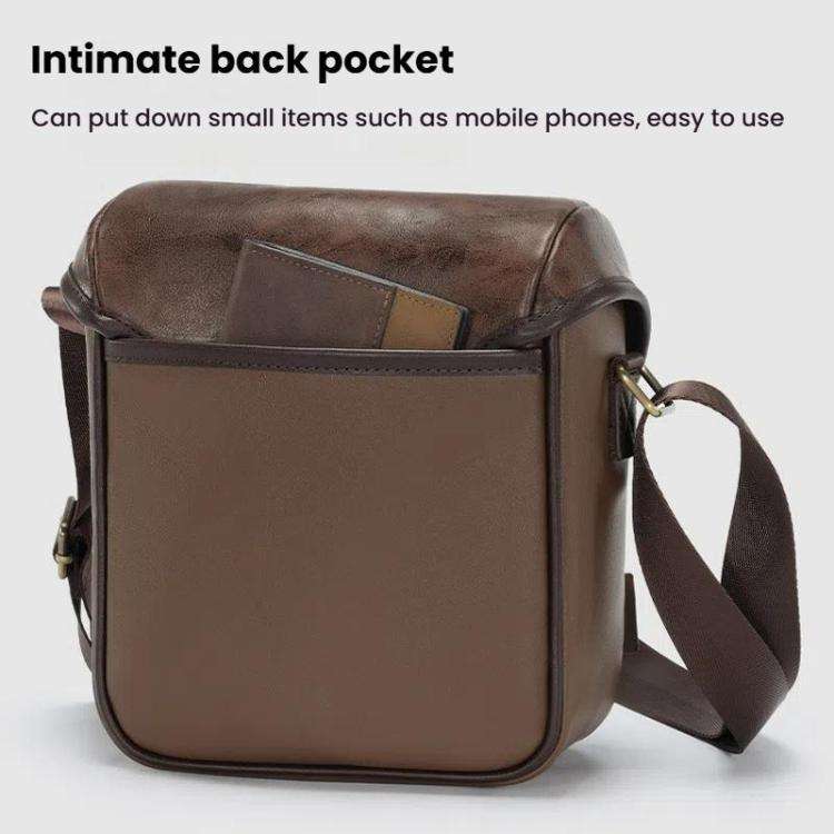 Cwatcun D185 Medium Shoulder Leisure Camera Bag Vintage PU Waterproof Micro SLR Camera Storage Ba...