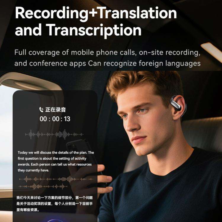 M127 AI Smart Translation Bluetooth Earphones(Silver Gray)