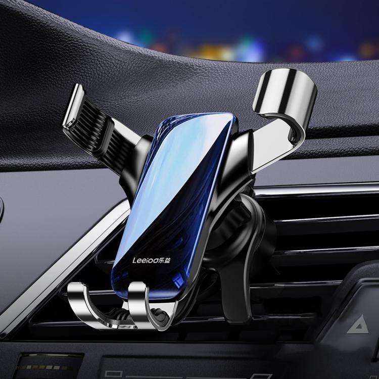 Leeioo Gravity Linkage Air Outlet Clip-on Car Mobile Phone Holder(Black)