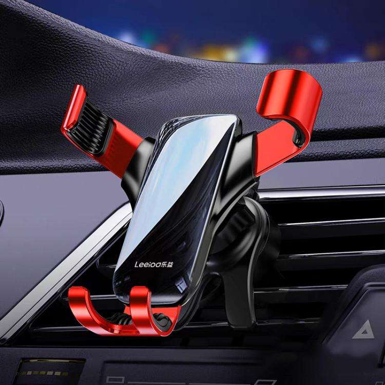 Leeioo Gravity Linkage Air Outlet Clip-on Car Mobile Phone Holder(Red)