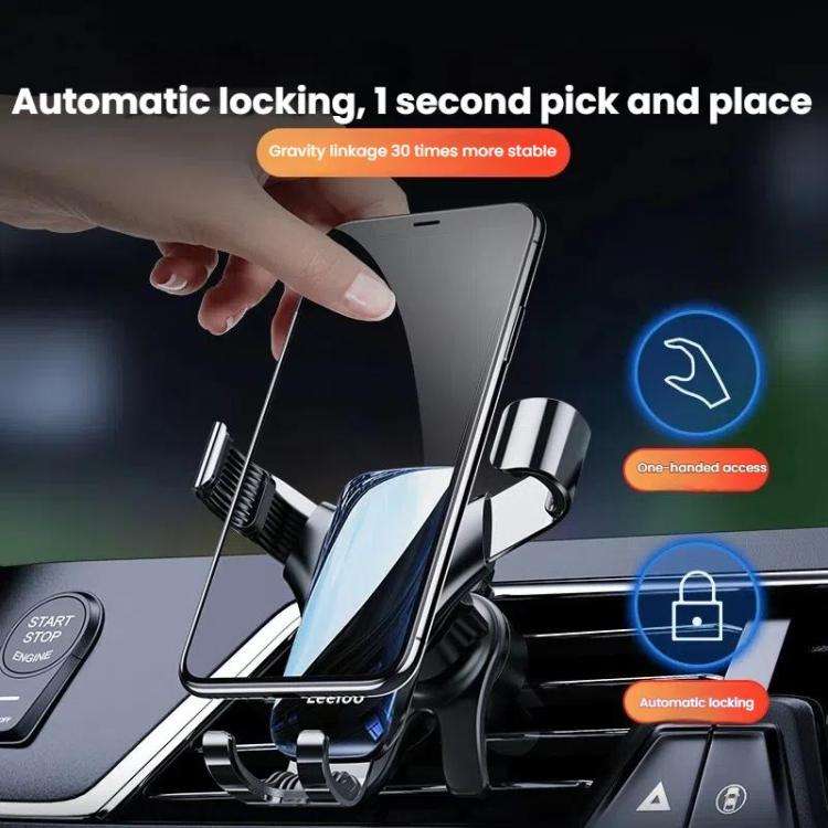 Leeioo Gravity Linkage Air Outlet Clip-on Car Mobile Phone Holder(Silver)