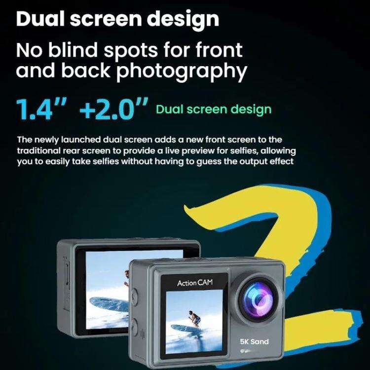 M40TRW With Touch Screen + Remote Control + Microphone 5K Action Camera Anti-Shake Outdoor HD Sho...