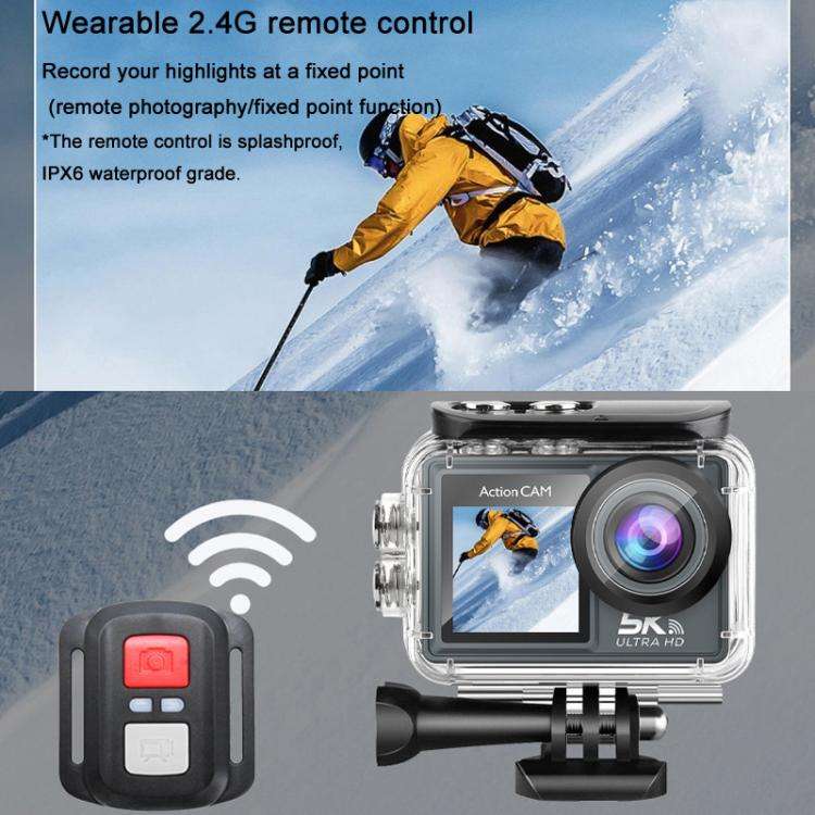 M40TRW With Touch Screen + Remote Control + Microphone 5K Action Camera Anti-Shake Outdoor HD Sho...