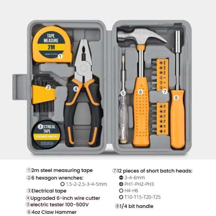 Multifunctional Home Hardware Tools Repair Hand Toolbox Combination Set, Style: 24pcs /Set Pliers...