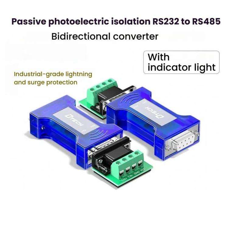 DTECH RS232 To RS485 Bi-Directional Converter With Surge & Transient Protection - Opto-Isolated P...