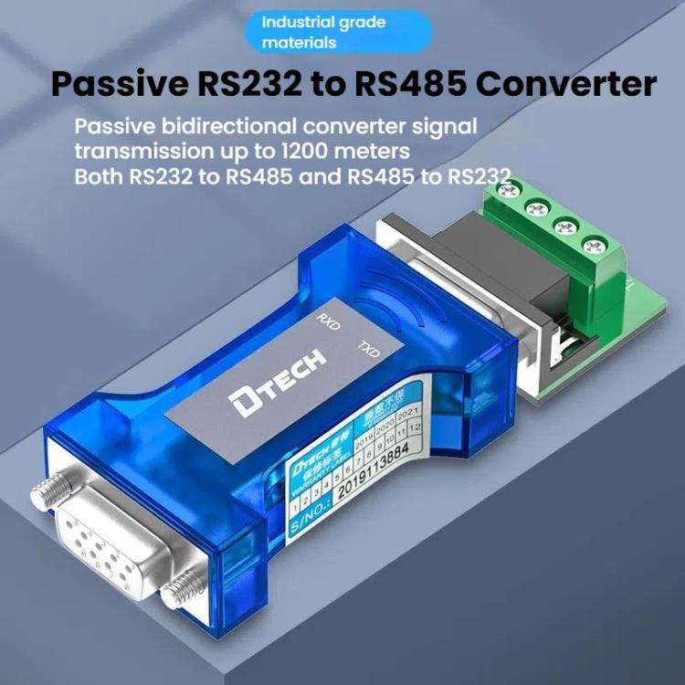 DTECH RS232 To RS485 Bi-Directional Converter With Surge & Transient Protection - Opto-Isolated P...