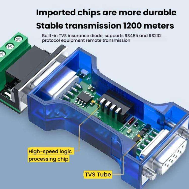 DTECH RS232 To RS485 Bi-Directional Converter With Surge & Transient Protection - Opto-Isolated P...