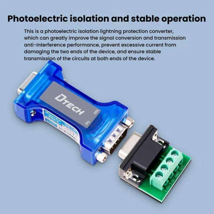DTECH RS232 To RS485 Bi-Directional Converter With Surge & Transient Protection - Opto-Isolated P...