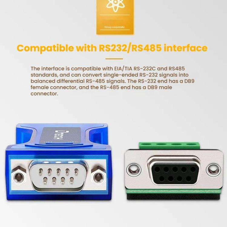 DTECH RS232 To RS485 Bi-Directional Converter With Surge & Transient Protection - Opto-Isolated P...