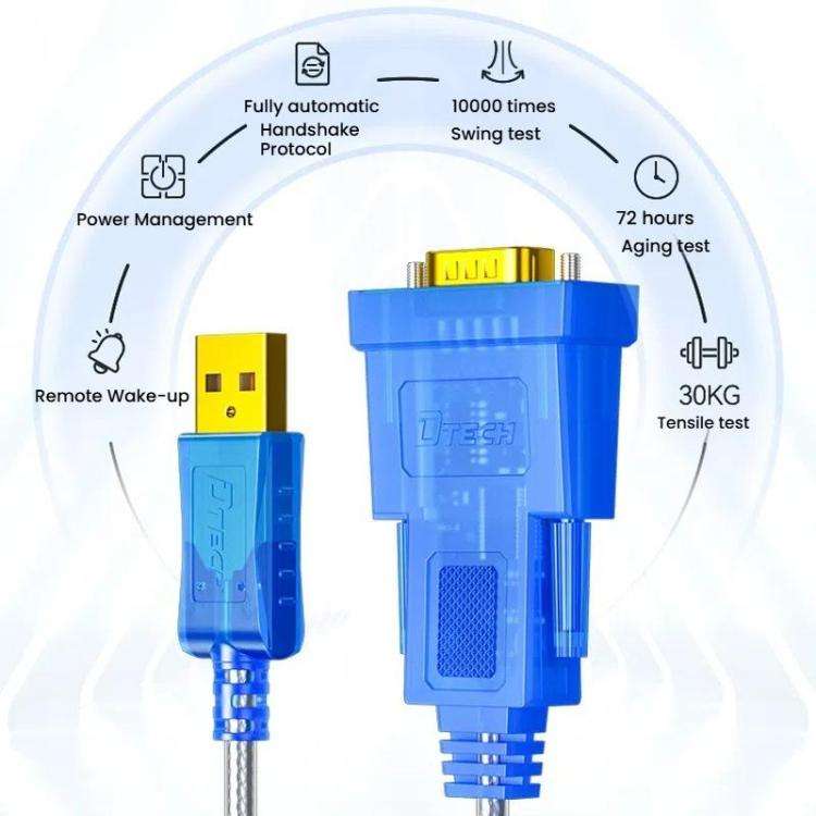 DTECH  DT-5011 USB 2.0 to RS232 Serial Adapter Cable, FT232 & ZT213 Dual-Chip with LED Indicator,...
