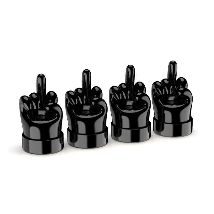 4pcs /Set Car Gesture Valve Tire Decorative Rubber Cap, Color: Black Middle Finger