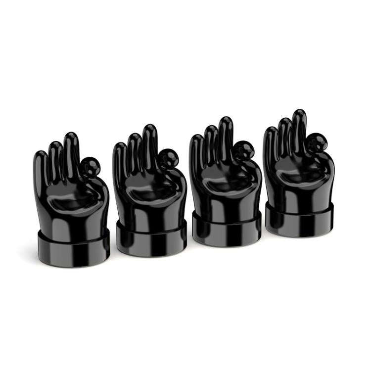 4pcs /Set Car Gesture Valve Tire Decorative Rubber Cap, Color: Black OK
