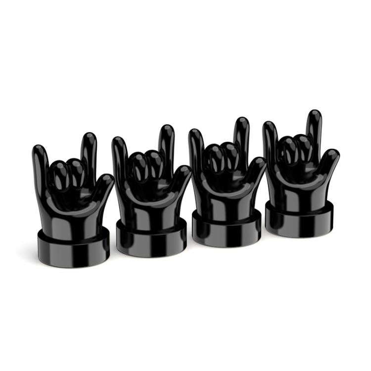 4pcs /Set Car Gesture Valve Tire Decorative Rubber Cap, Color: Black Rock