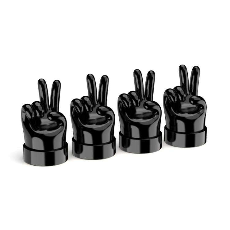 4pcs /Set Car Gesture Valve Tire Decorative Rubber Cap, Color: Black Yeah