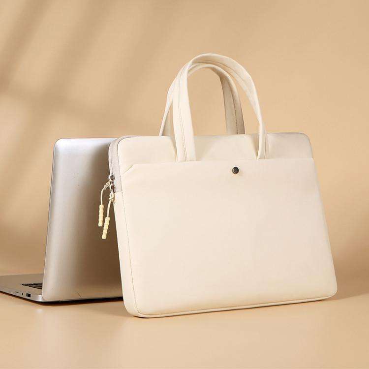15-15.6inch Universal Laptop Bag Briefcase Multifunctional Shockproof Computer Bag, Color: Beige