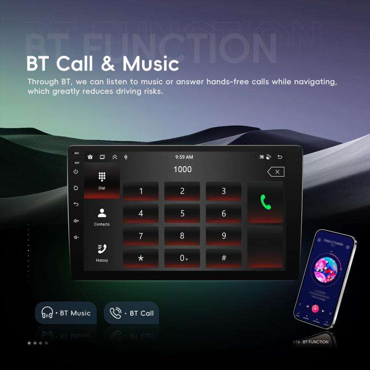 9 Inch Android 4+64G Dual-Butt Large Screen Car Carplay Built-In DAB Car Central Control Integrat...