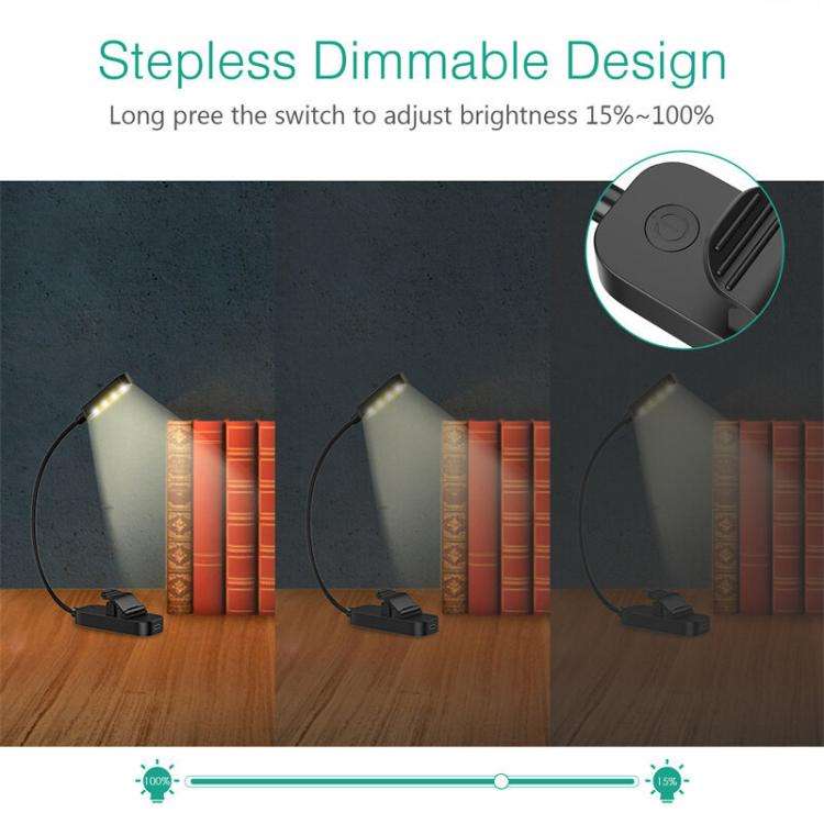 Hose Clip Book Light Night Reading Lamp Adjustable Brightness USB Rechargeable Book Clip Lights(8...
