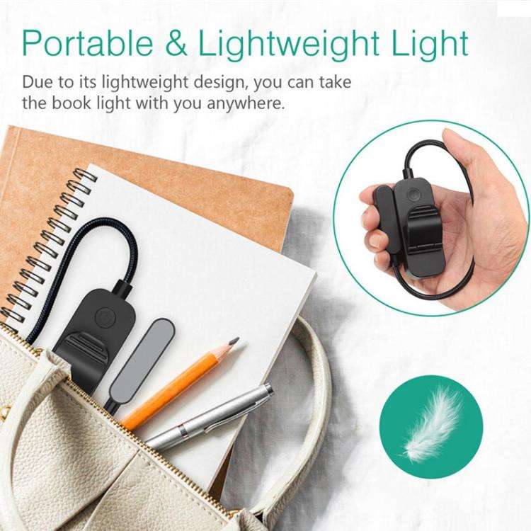 Hose Clip Book Light Night Reading Lamp Adjustable Brightness USB Rechargeable Book Clip Lights(8...