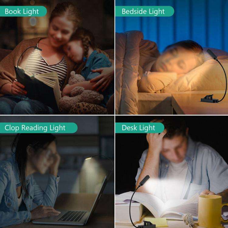 Hose Clip Book Light Night Reading Lamp Adjustable Brightness USB Rechargeable Book Clip Lights(1...