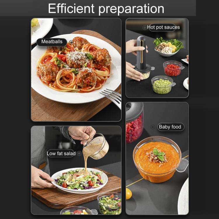 Small Baby Food Processor Kitchen Multifunction Cordless Electrical Meat Grinder(Black)