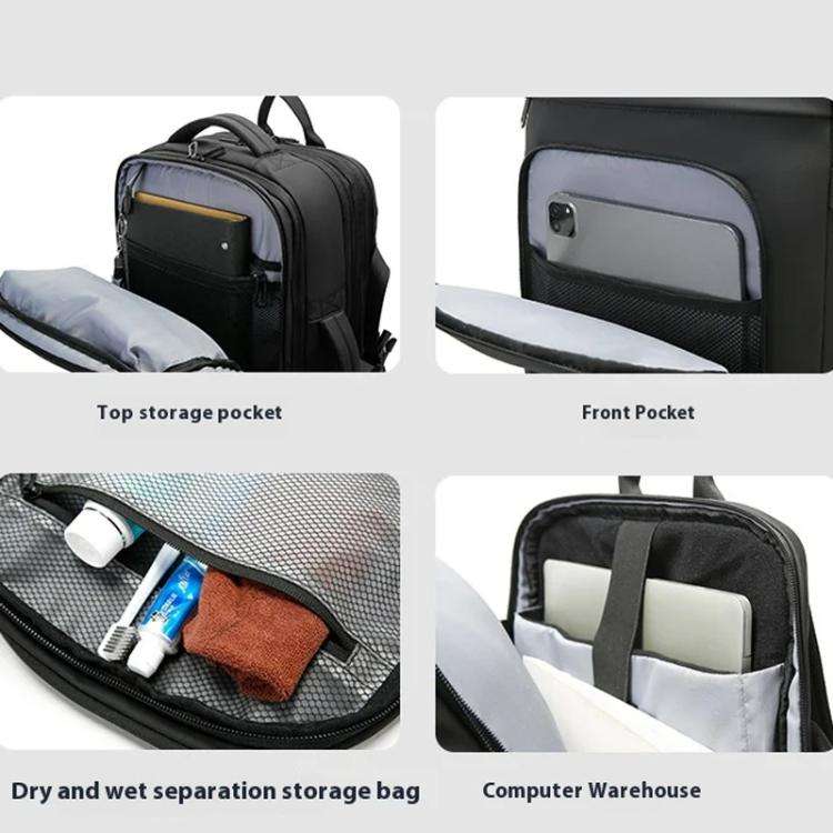 BANGE BG-3055 Men Large Capacity Shoulder Bag Expanded Capacity Business Travel Backpack(Black)
