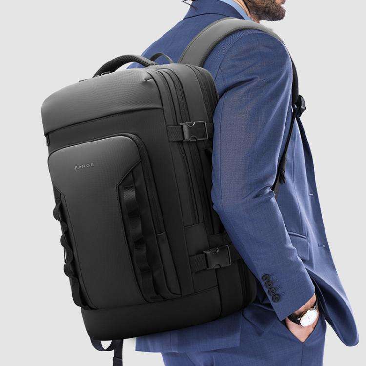 BANGE BG-3055 Men Large Capacity Shoulder Bag Expanded Capacity Business Travel Backpack(Blue)