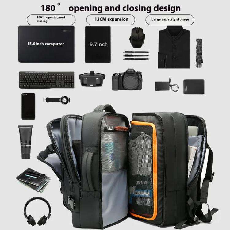 BANGE BG-3055 Men Large Capacity Shoulder Bag Expanded Capacity Business Travel Backpack(Black)